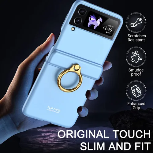 Miniatura 7 de Miimall Funda para Samsung Galaxy Z Flip 4 con soporte de anillo, funda para Galaxy Z Flip 4 con protección magnética de bisagra + protector
