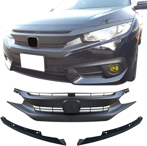 IKON MOTORSPORTS Parrilla delantera superior, compatible con Honda Civic 2016-2018, todos los modelos Civic Hatchback SI 2019-2021, reemplazo de