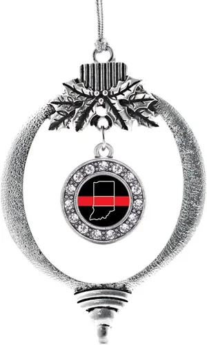 Miniatura 193 de Inspired Silver - Bonita bandera estadounidense - Adorno de Navidad plateado - Adorno de árbol de Navidad con dije circular con circonita cúbica