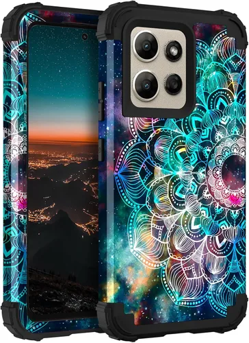 Hocase for Moto G Power 2026 Case, Shockproof Heavy Duty Protection Soft Silicone Rubber Bumper+Hard Plastic Hybrid Protective Phone Case - Mandala