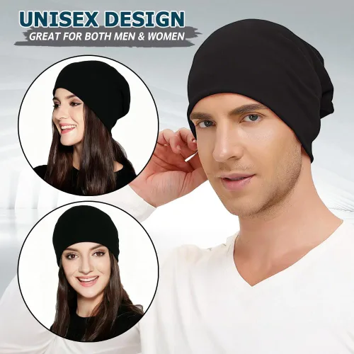Miniatura 4 de EINSKEY Gorro ligero holgado para hombres y mujeres, gorro de algodón fino de gran tamaño, gorro de quimioterapia, gorro para dormir nocturno