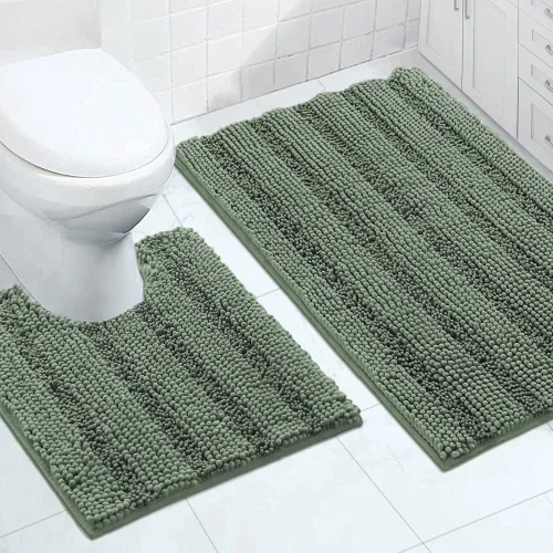 Miniatura 19 de Turquoize Alfombras de Baño de Chenilla Peludas Alfombra de Baño Antideslizante Gruesas Alfombras Peludas para Baño Chenilla Juego de Alfombra