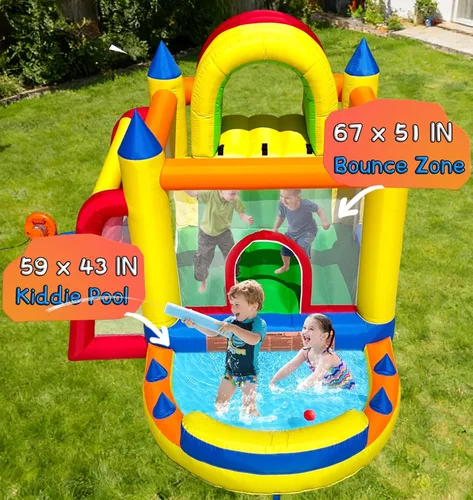 Miniatura 3 de Hongcoral - Castillo inflable de rebote 8 en 1 con soplador, para niños y niños pequeños, saltadores inflables para exteriores e interiores con dos