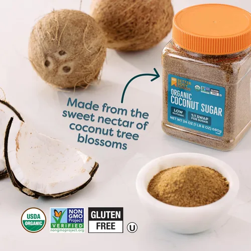 Miniatura 5 de BetterBody Foods - azúcar de coco orgánico, un edulcorante natural y alternativa al azúcar, gran reemplazo para azúcar blanco o azúcar refinado, sin