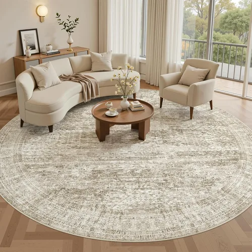 Miniatura 136 de Alfombra de pasillo Soalmost 2'6" x 10' lavable, alfombra antideslizante para cocina, baño, lavandería, alfombras vintage ultra delgadas para Beige