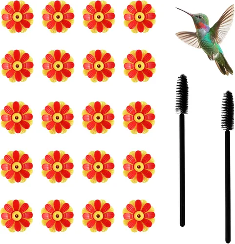Miniatura 7 de 20 piezas de repuesto para comedero de colibríes con cepillo de limpieza, piezas de repuesto para alimentador de flores (morado)