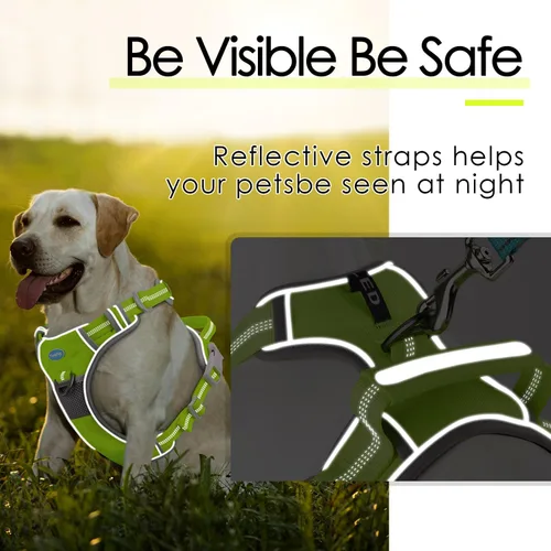 Miniatura 8 de ThinkPet Juego de arnés deportivo sin tirones, arnés deportivo transpirable con asa, chaleco de seguridad acolchado reflectante para perro con Arnés