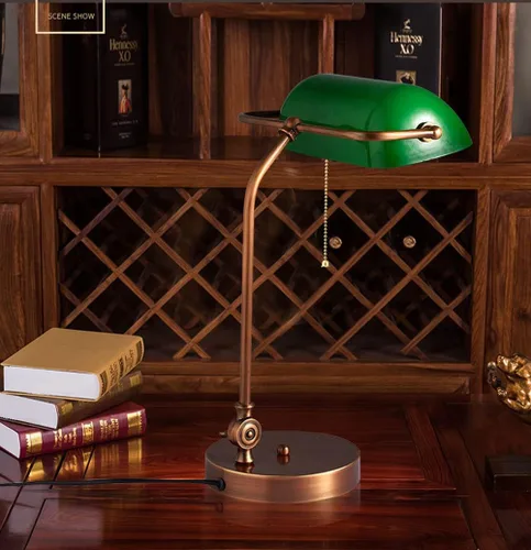 Miniatura 5 de Green Bankers Deskp - Traditional Wood Table Light with Green Glass Shade - Antreadingp for Home & Office - Elegant Lightifixture (Tyg)