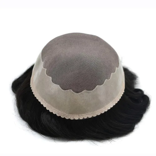 Miniatura 3 de LYRICAL HAIR Toupee - Peluca de cabello humano negro para hombre, monofilamento fino, monofilamento de piel polivinílica alrededor de los sistemas