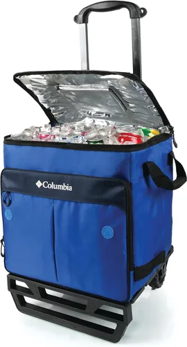 Miniatura 2 de Columbia Crater Peak - Hielera con ruedas, enfriador con ruedas para 50 latas, enfriador plegable azul con aislamiento de súper espuma y carrito