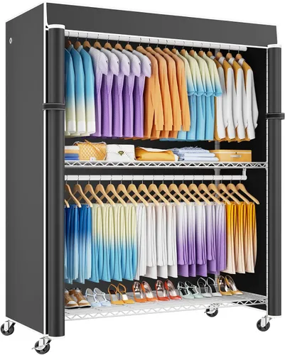 Miniatura 10 de ULIFHOME P8C Pro - Perchero resistente (con diseño de ancho extendido) para colgar ropa con ruedas bloqueables, 42 pulgadas de ancho x 15.8 pulgadas