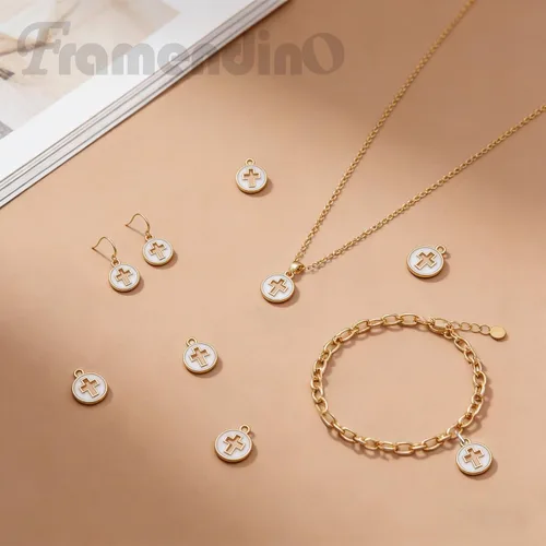Miniatura 5 de Framendino, Paquete de 100 Dijes de Cruz de Esmalte y Colgantes de Cruz Hueca para Hacer Pulseras, Collares y Joyas de Bricolaje