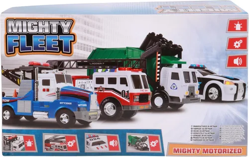 Miniatura 7 de Mighty Fleet Camión de escalera de bomberos motorizado Mighty con luces y sonidos, escalera motorizada, escalera extensible, diseño realista