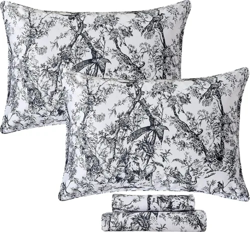 Miniatura 50 de FADFAY Juego de sábanas de rosas blancas, ropa de cama vintage floral de rosas, ropa de cama estilo rústico, 100% algodón egipcio percal, 800 hilos