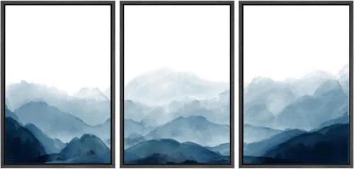 Miniatura 63 de SIGNWIN Lienzo enmarcado para pared, juego de arte tranquilo con reflejo de lago, acuarela, montaña y agua, ilustraciones modernas, arte abstracto