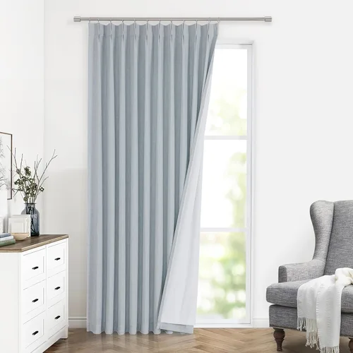 Miniatura 44 de Vision Home Cortinas marrones con pliegues pinzados de bloqueo total, cortinas de ventana de lino mezclado para oscurecimiento de la habitación, 95