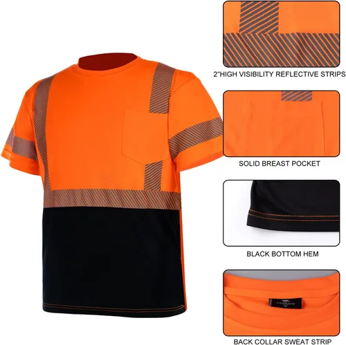 Miniatura 5 de VENDACE 3 piezas de seguridad camisetas reflectantes clase 3 alta visibilidad Hi Vis manga corta construcción trabajo camisas para hombres