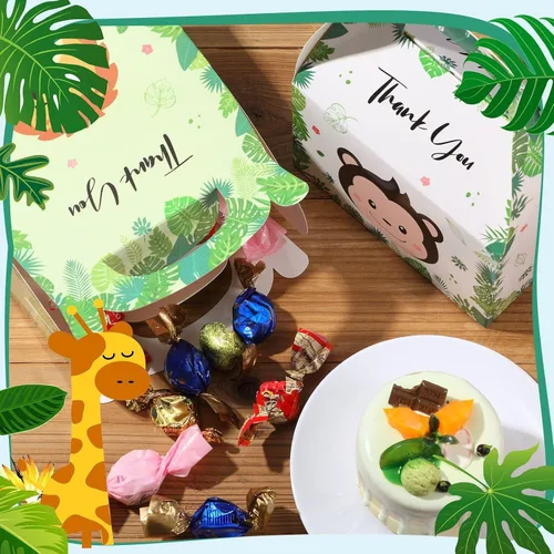 Miniatura 2 de Marspark Paquete de 12 bolsas de regalos de safari con diseño de selva, 6 diseños de animales, diseño de zoológico, bolsas de regalo de dulces