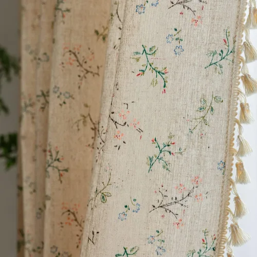 Miniatura 52 de Cortinas florales de granja semiopacas para sala de estar, de 63 pulgadas de largo, mezcla de lino y algodón, paneles de cortina de ventana cortos