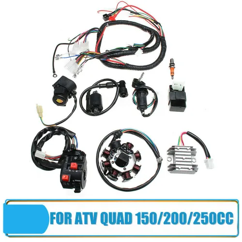 Miniatura 2 de MasoAuto Kit de arnés de cableado eléctrico, bobina de encendido CDI regulador para ATV QUAD 150/200/250CC