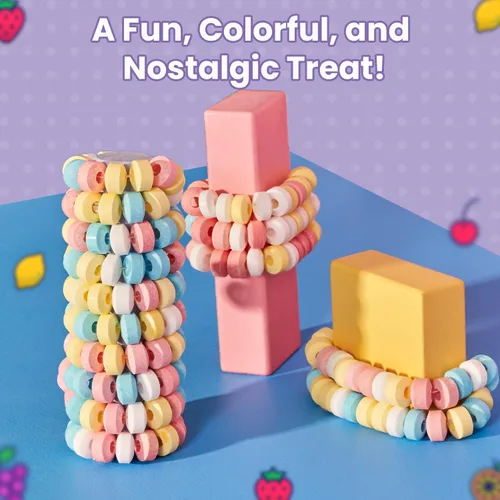 Miniatura 3 de Smarties Collar de caramelo – Caramelo a granel envuelto individualmente – Sin gluten y vegano, sabor a fruta, caramelo duro en cuerda elástica