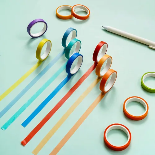 Miniatura 3 de 60 Rollos de Cinta Washi de 8mm de Ancho y 3.05m de Largo, Cintas Adhesivas Básicas de Color Sólido Arcoíris para Artes, Regalos para Niños, Diarios