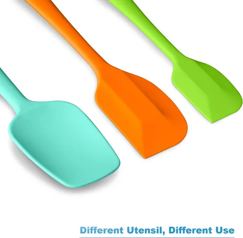 Miniatura 6 de ALLWIN HOUSEWARE - Juego de 3 espátulas de silicona resistentes al calor de 600 °F con núcleo de acero inoxidable, espátula grande, cuchara y mini
