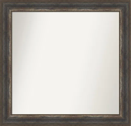 Miniatura 356 de Amanti Art Espejo de baño marrón para sobre el fregadero, 25 x 25 pulgadas, hecho a medida, espejo de tocador cuadrado marrón medio, marco de madera