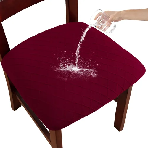 Miniatura 22 de Funda de asiento impermeable para silla de comedor, fundas de asiento lavables para sillas de cocina (negro, 4 piezas)