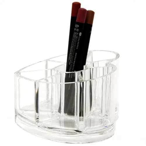 Miniatura 3 de Porta brochas de maquillaje y cosméticos de corazón acrílico transparente con 8 compartimentos