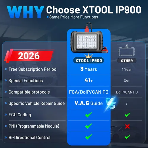 Miniatura 2 de XTOOL IP900 Herramienta de escaneo bidireccional Versión 2026 mejorada del escáner D7, herramienta de diagnóstico escáner OBD2, codificación ECU