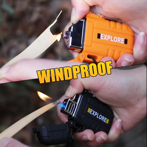 Miniatura 5 de LcFun Paquete de 2 Encendedores Impermeables, Encendedores de Antorcha para Exteriores Resistentes al Viento Recargables de Butano - SIN Butano