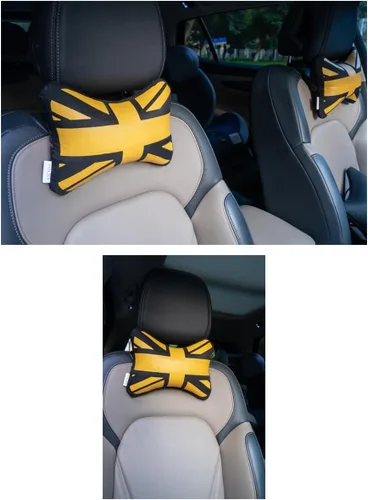 Miniatura 2 de Almohada para el cuello del asiento de coche (2 piezas) (dorado Union Jack)