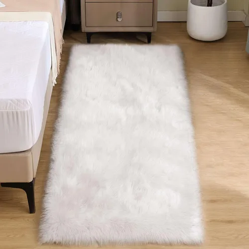 Miniatura 71 de Goolela Alfombra esponjosa de piel sintética de oveja sintética de 4 x 6 pies, color gris, para dormitorio, mesita de noche, alfombra suave de felpa