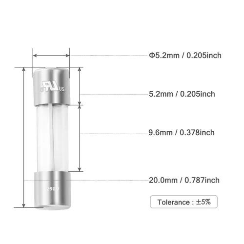 Miniatura 3 de Chanzon (paquete de 10 unidades) con certificación UL de 0.142x0.394 in 0.5A 250V/125V 0.5 Amp F500mAL AGC fusibles de vidrio de soplado rápido