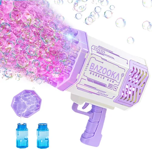 Pistola de burbujas, ametralladora de burbujas Bazooka, pistola de burbujas con solución de burbujas, pistola de bazuca de burbujas de 69 agujeros,