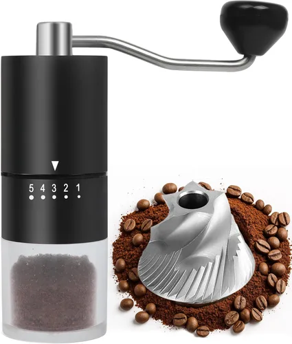 Miniatura 9 de Molinillo de café manual con muela de cerámica para espresso, prensa francesa, 5 ajustes ajustables, molinillo manual con muela incorporada