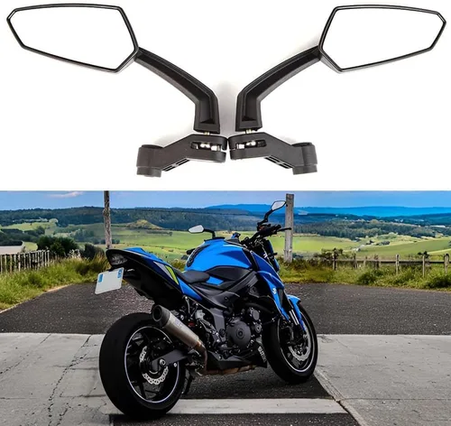 Miniatura 2 de Espejos retrovisores universales negros para motocicleta con 0.394 in y 0.315 in compatibles con Honda Grom Yamaha Kawasaki y más