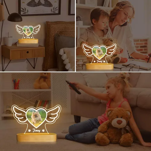 Miniatura 5 de Attivolife Luz nocturna de madera personalizada con temática de mascotas, lámpara LED de color cálido con el nombre de tu perro, imagen de perro