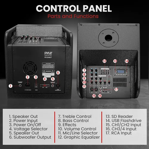 Miniatura 2 de Pyle Altavoz de columna Line Array - Sistema de sonido profesional y compacto con subwoofer de altavoz de 12 pulgadas, transmisión, amplificador
