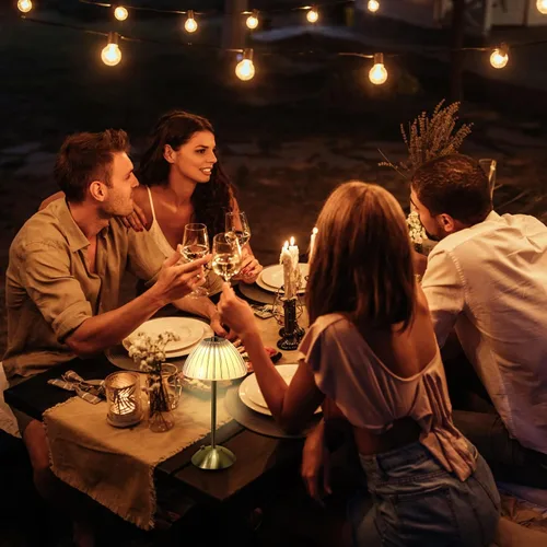 Miniatura 2 de HAPYGI Lámpara de mesa LED portátil con batería con sensor táctil, lámpara recargable de latón inalámbrico dorado, luz de noche, mesa