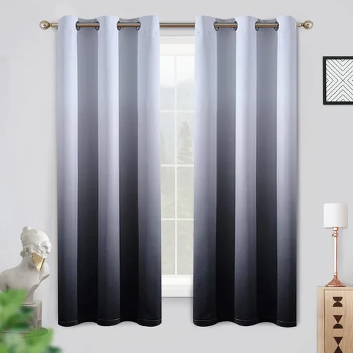 Miniatura 187 de COSVIYA Cortinas 100% Opacas Azul Degradado con Lazos Ajustables para Cocina Aislamiento Térmico Oscurecimiento de Habitación Cenefa con Bolsillo