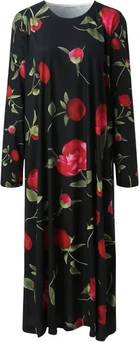 Miniatura 3 de 2023 Vestido de manga larga con cuello vuelto para mujer, estilo vintage, con volantes, vestido largo bohemio casual acampanado