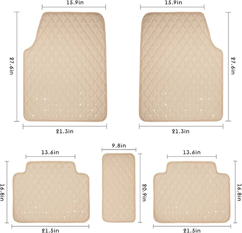 Miniatura 7 de eing alfombrillas de piel sintética para el piso del auto, SUV y camión, aptas para todo tipo de clima, juego de 5 piezas de alfombrillas delanteras