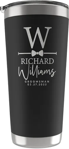 Miniatura 17 de Regalos de padrinos de boda, vaso personalizado con inicial grabada, nombre y título, 20 onzas, 3 colores, vaso de acero inoxidable de doble pared
