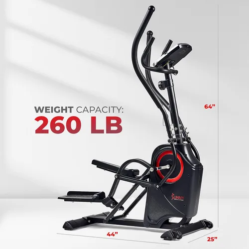 Miniatura 5 de Sunny Health & Fitness Cardio Climber Stepping Máquina de ejercicio elíptica para el hogar con 8 niveles de resistencia magnética, monitor de Negro