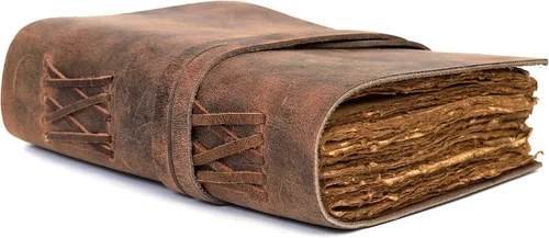 Miniatura 9 de Diario de cuero vintage hecho a mano para hombres y mujeres – Diario de viaje recargable, papel antiguo con borde de cubierta, cuaderno de escritura