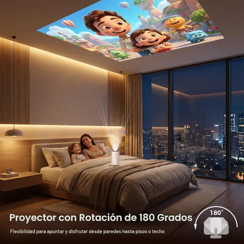 Miniatura 6 de Mini proyector con WiFi y Bluetooth, proyector de película portátil compatible con 1080P, Keystone automático, rotación de 210°, proyector X8