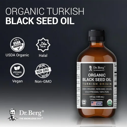 Miniatura 2 de Dr. Berg Aceite de Semilla Negra Orgánico Prensado en Frío – Puro Aceite de Nigella Sativa de Comino Negro – USDA Orgánico, Halal, Vegano