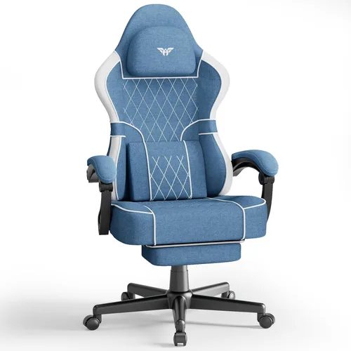 Miniatura 14 de Ferghana Silla ergonómica de cuero para juegos con reposapiés y reposabrazos de acoplamiento, silla de juegos de computadora de respaldo alto